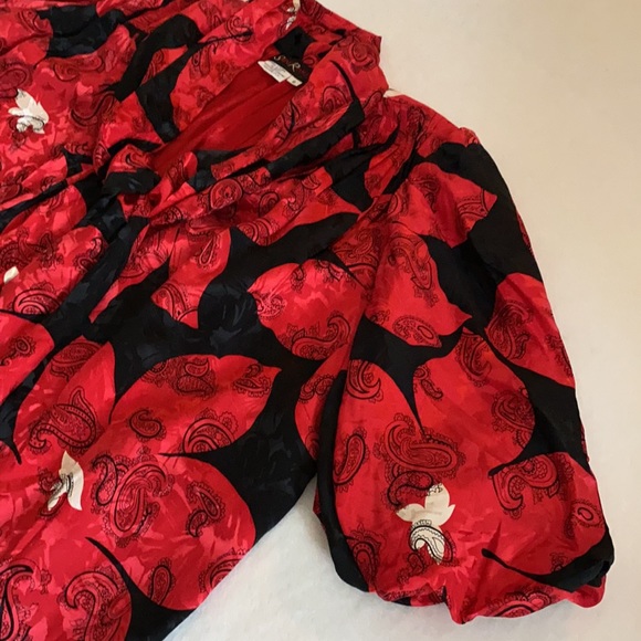 {VTG} Saint Romei | Silk Floral Open Front Tie Puff Sleeve Kimono Tunic Top 8 - Picture 6 of 16